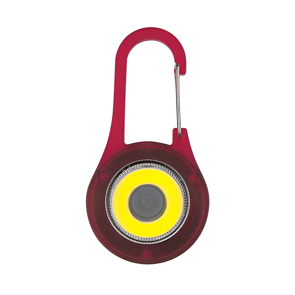 Bright COB Light Keychain With Carabiner Red
