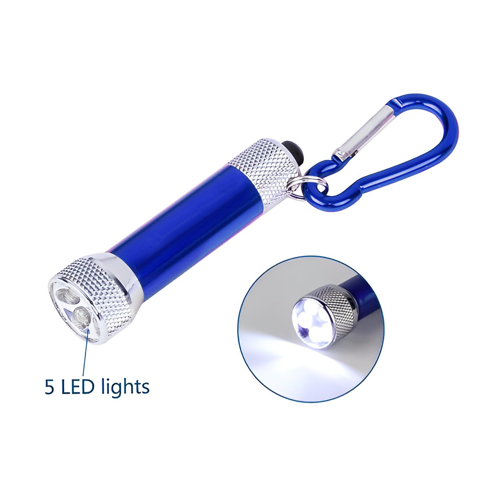 5 LED Aluminum Flashlight Keychain With Carabiner Detail