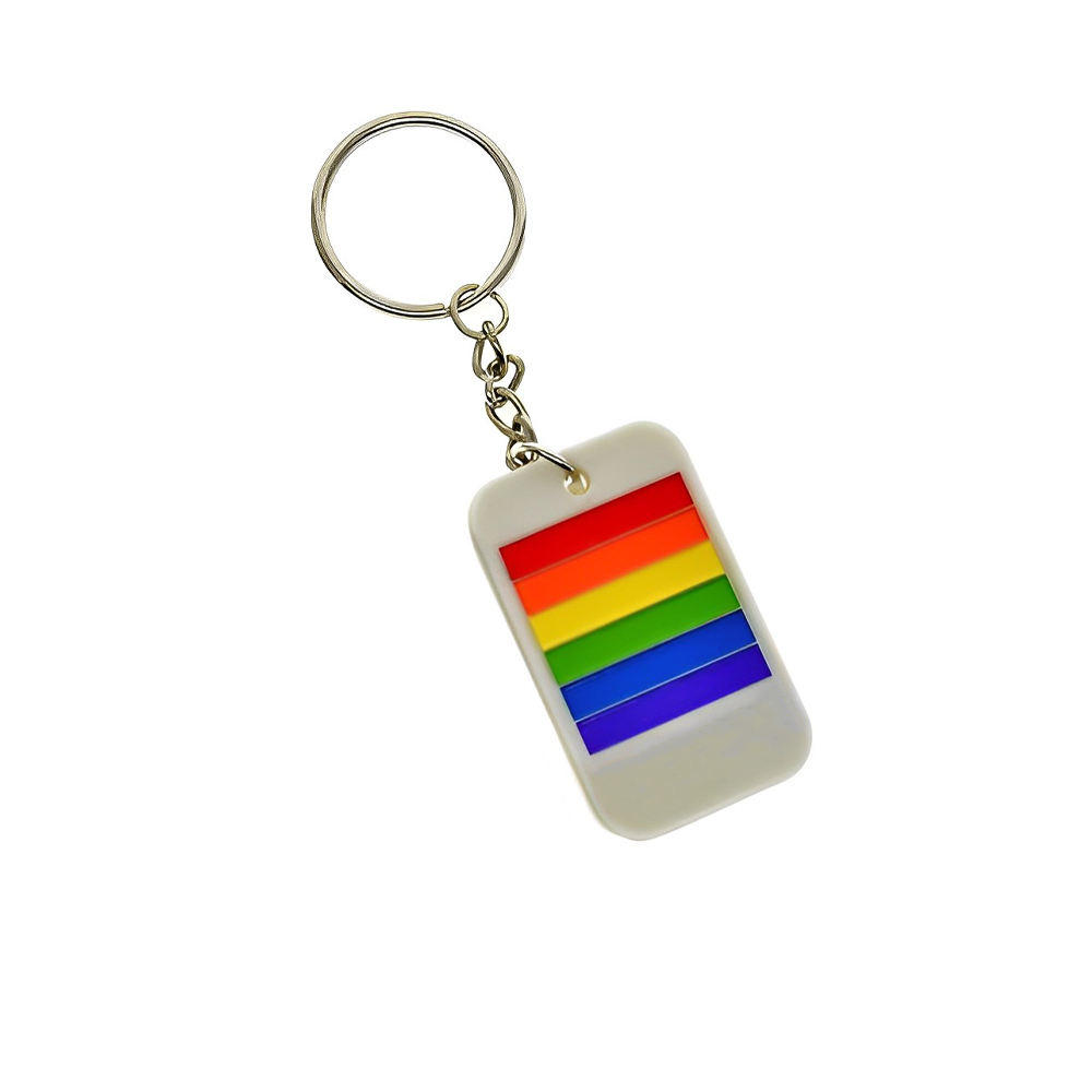 Rainbow LGBT Gay Pride Key Chains White