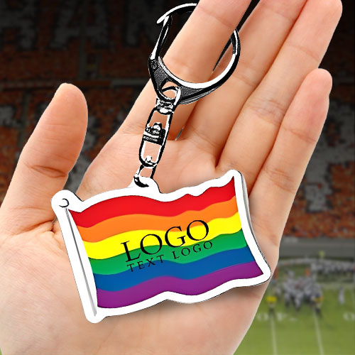 Gay Pride Awareness Rainbow Keychain With Custom Logo