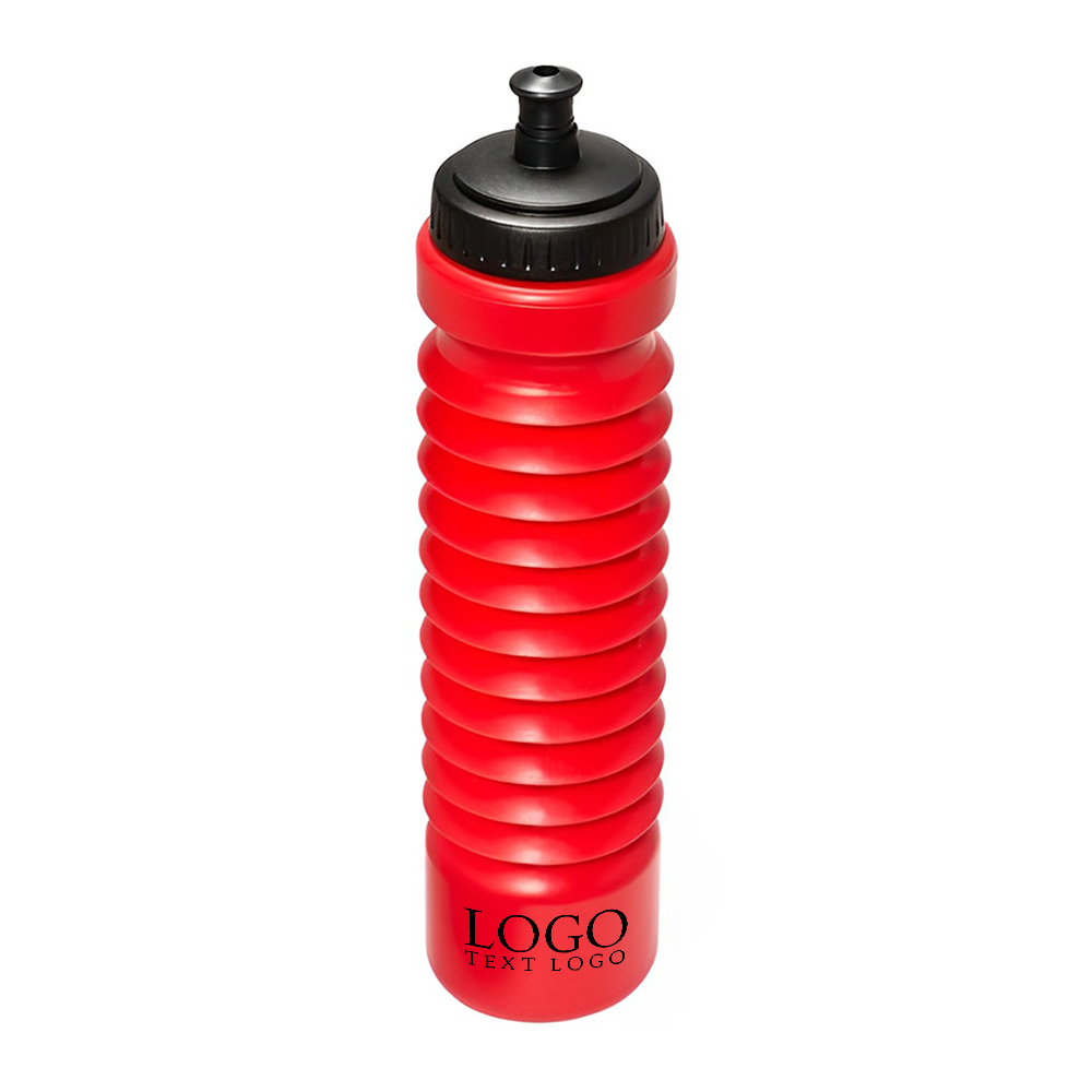 Accordion 28 Oz Plastic Water Bottles Red With Logo