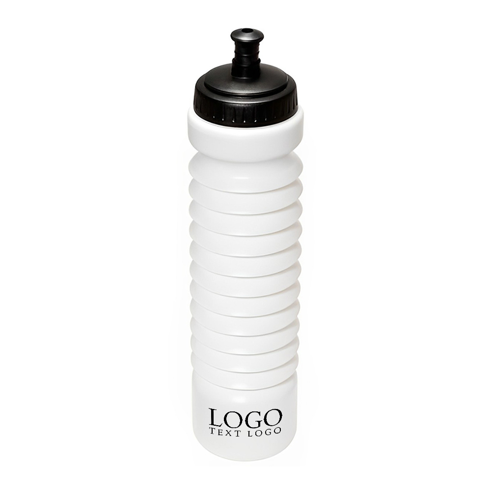 Accordion 28 Oz Plastic Water Bottles White Color With Logo