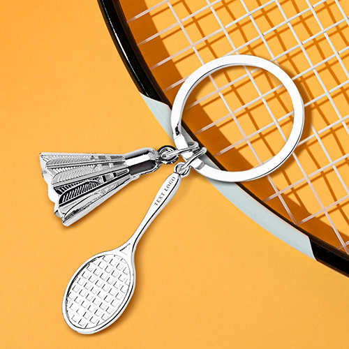 Alloy Badminton Racket Key Chain