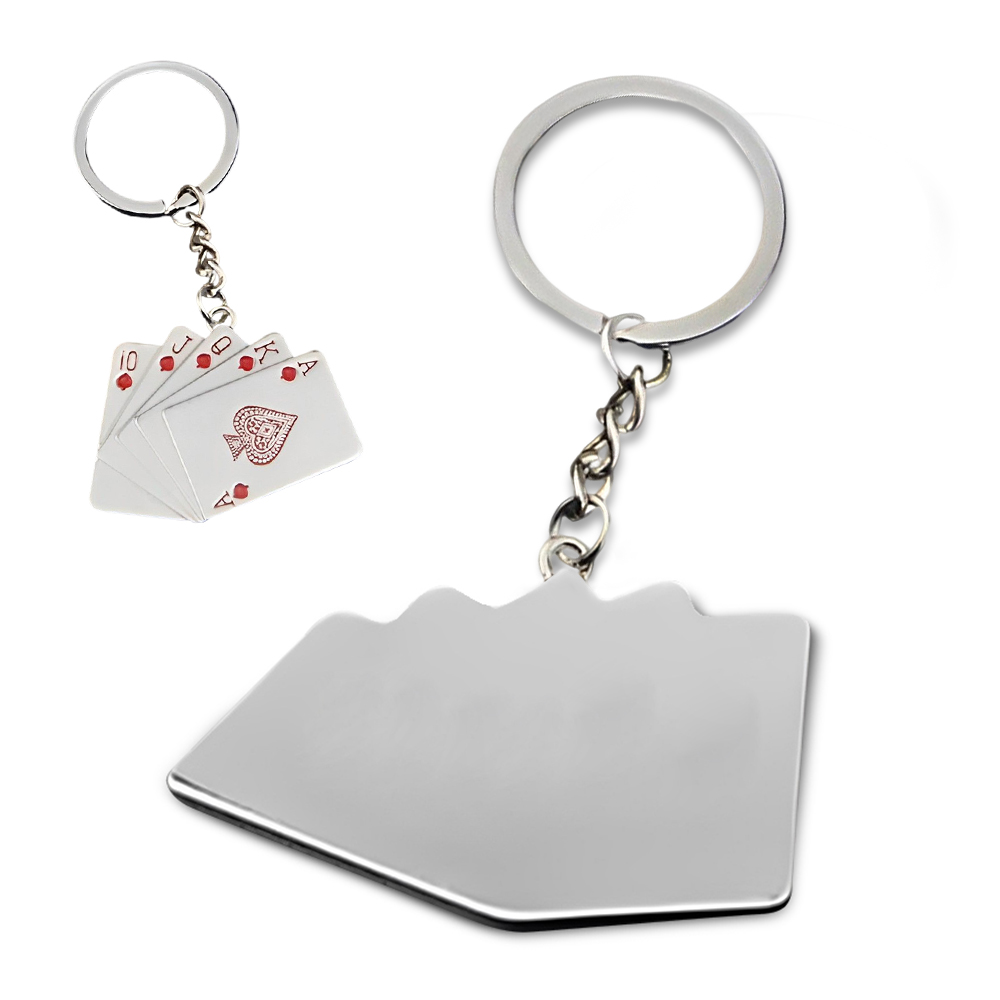 Custom Key Chain With Playing Poker Cards Red Back