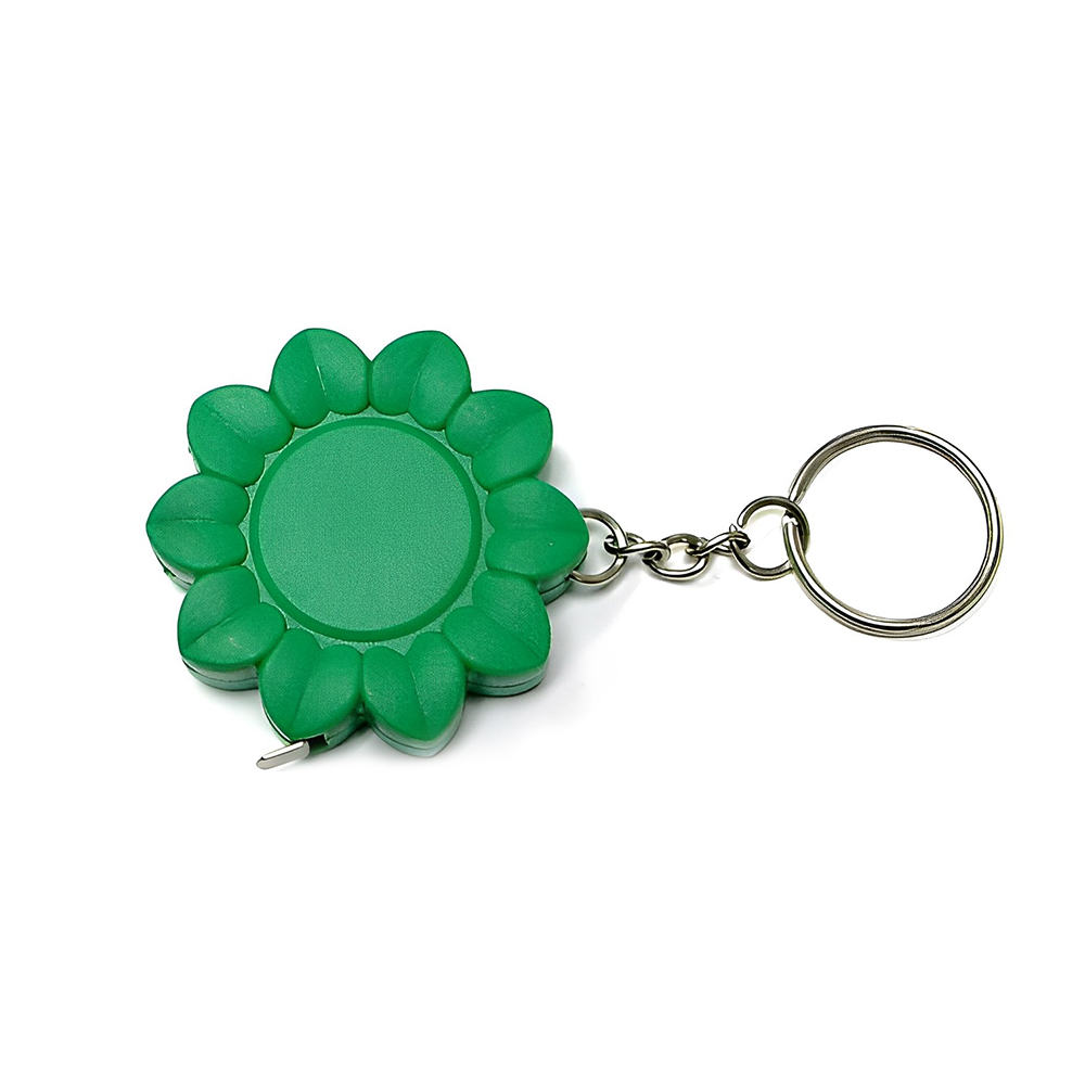 Sunflower Shape Tape Measure Key Chain Green