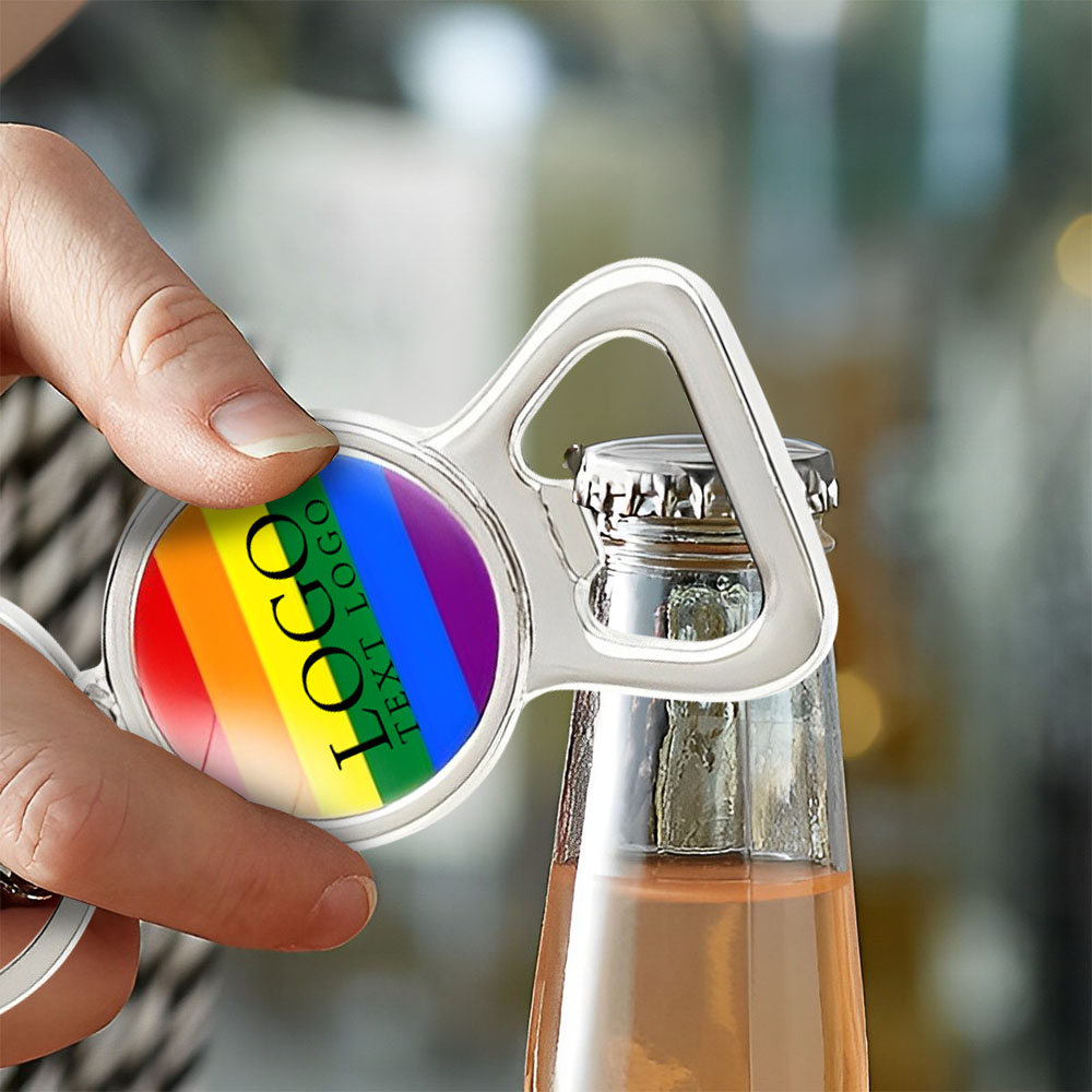 Rainbow LGBT Gay Pride Key Chains W Bottle Opener With Background