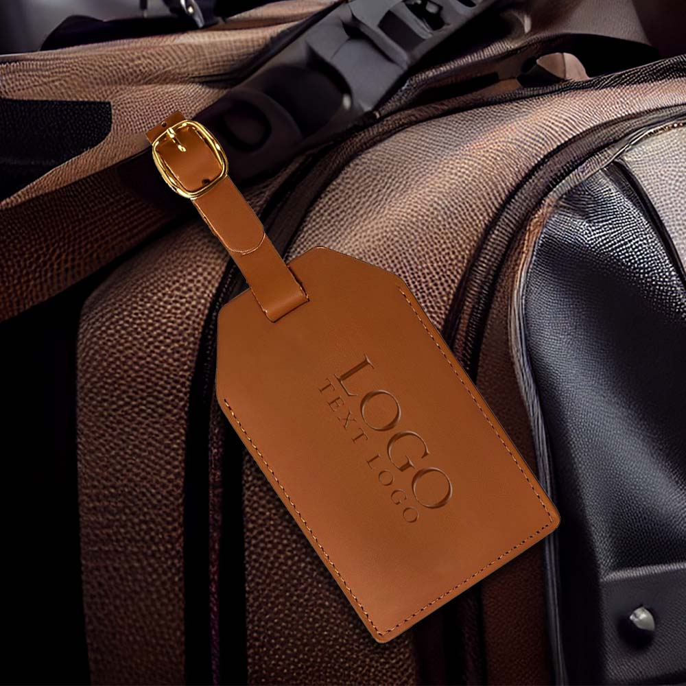 Grand Central Luggage Tag Tan With Deboss Logo 1000