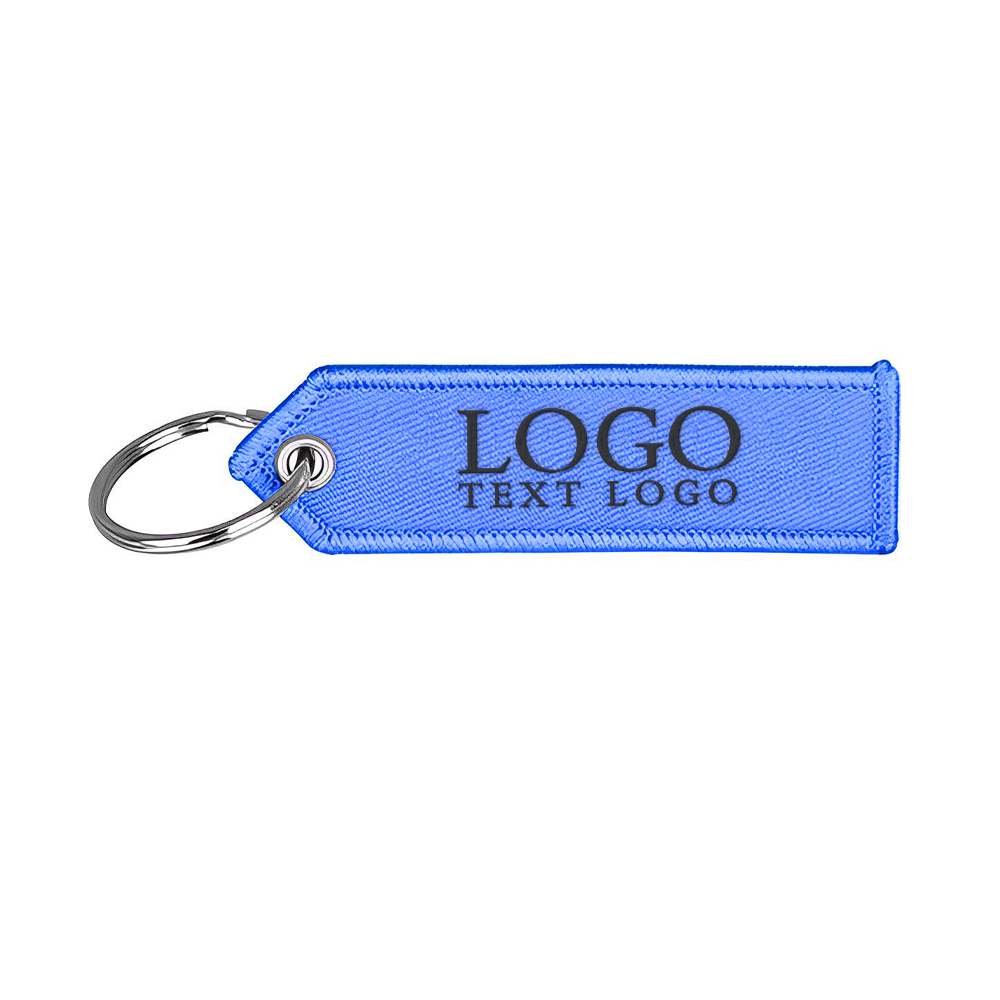 Embroidered Keychain Tag Blue With Logo